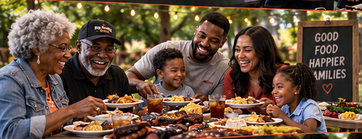 Family enjoying an outdoor Big Daddy BBQ gathering